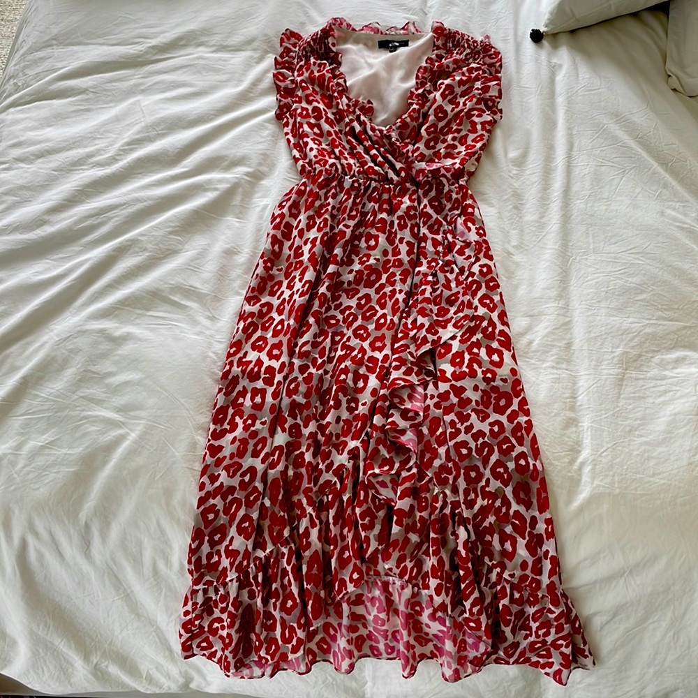Red, leopard print dress